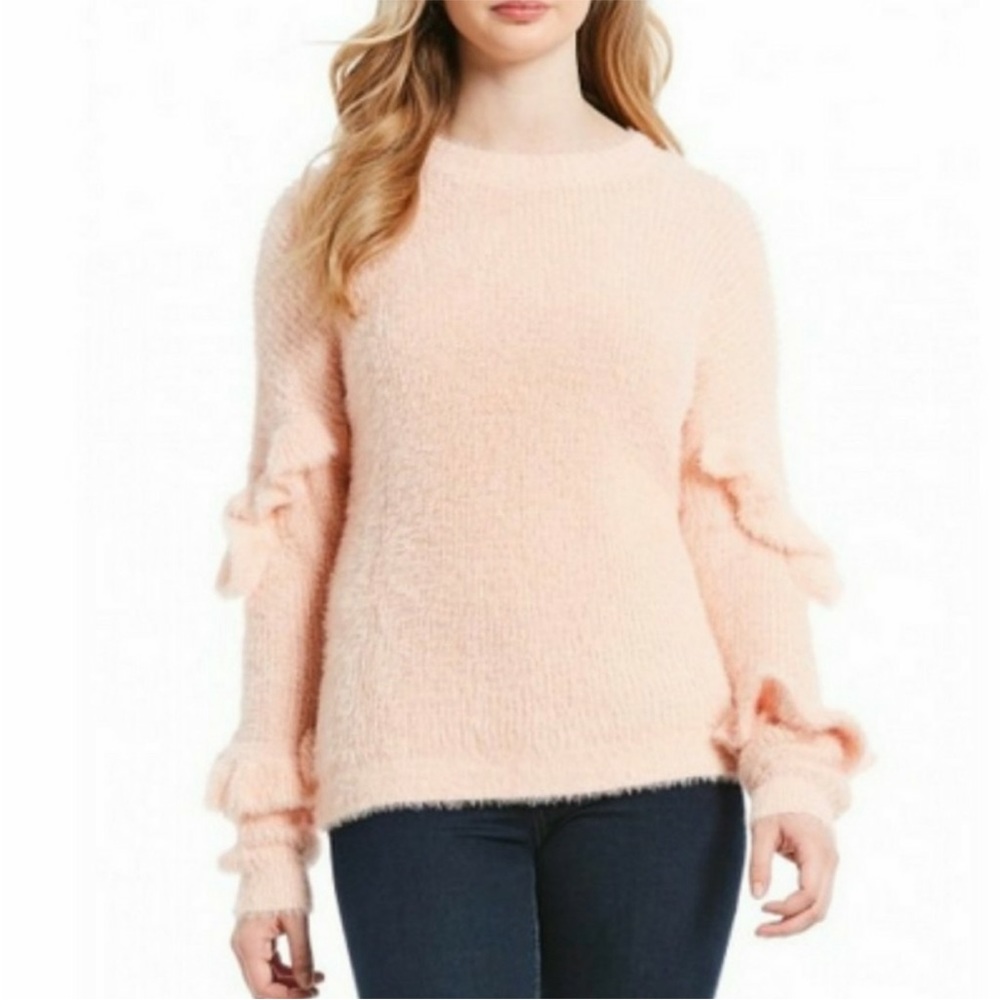 NWT chelsea and violet pink ruffled sweater